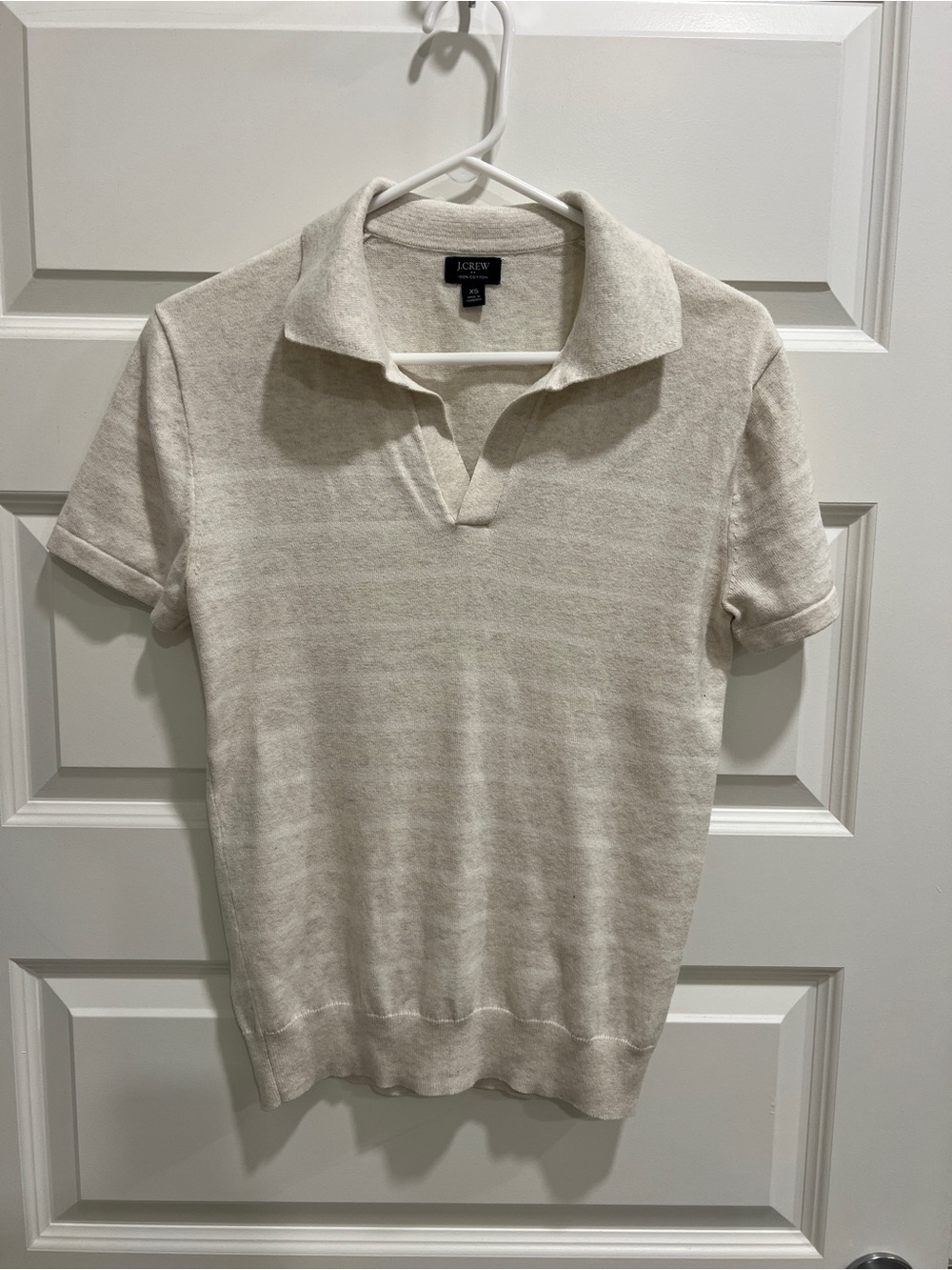 J. Crew Men's Short-Sleeve Knit Polo in Light Cream